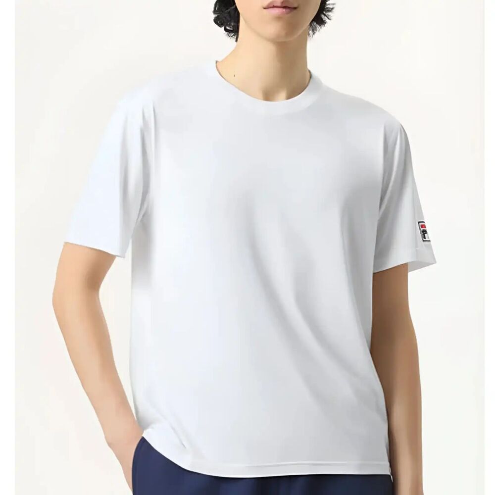 Fila Tennis Shirt Men's Small White Short Sleeve Crew Neck Moisture Wicking